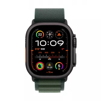  - Apple Watch Ultra 2 GPS + Cellular 49mm Black Titanium Case with Dark Green Alpine Loop - Large