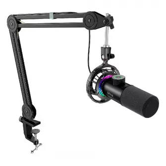 Gejmerski mikrofoni - Fifine T658 USB RGB Dynamic Microphone With Boom Arm Stand - Black