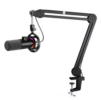 Gejmerski mikrofoni - Fifine T658 USB RGB Dynamic Microphone With Boom Arm Stand - Black