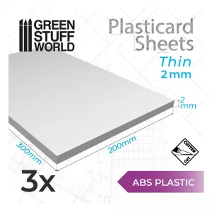 Plancha Plasticard Lisa 2mm PACK x3 / ABS Plain Sheet 2mm PACK x3