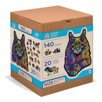 Makete - Rainbow Wild Cat Wooden Puzzle M (140 Pieces)