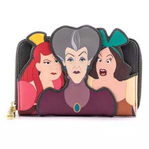Disney Villains Scene Evil Stepmother and Step Sisters Zip Around Wallet